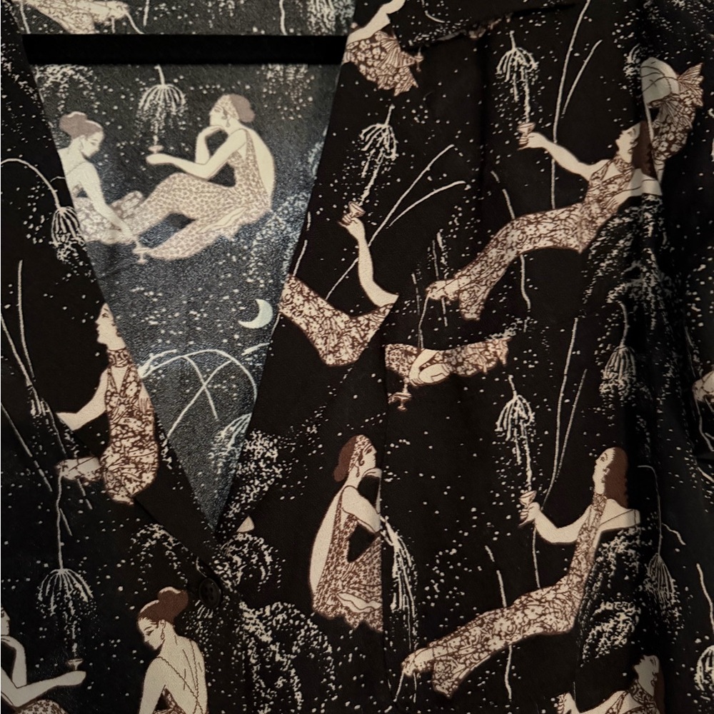 Reformation Black Celestial Print Button-Down Shirt - Picture 12 of 13